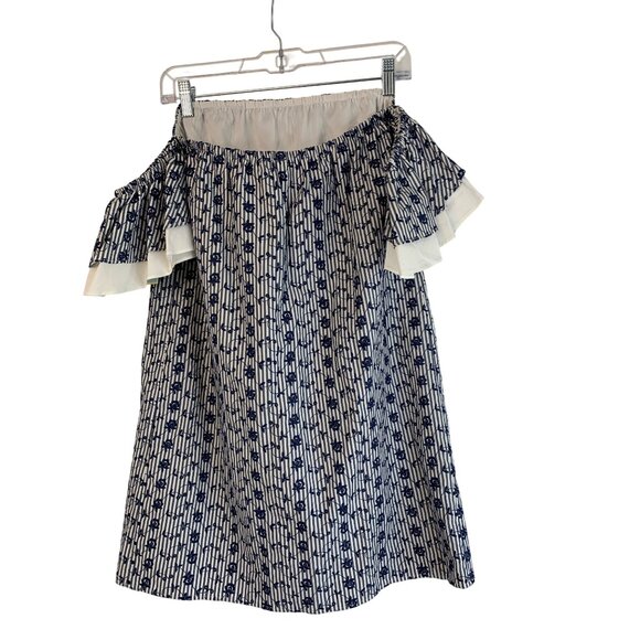 CeCe Indigo Sky Off-The-Shoulder Embroider Dress Mini Size 2 NWT - Picture 3 of 10